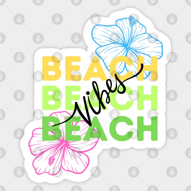 Beach Vibes Hibiscus Sticker by Lab Of Creative Chaos